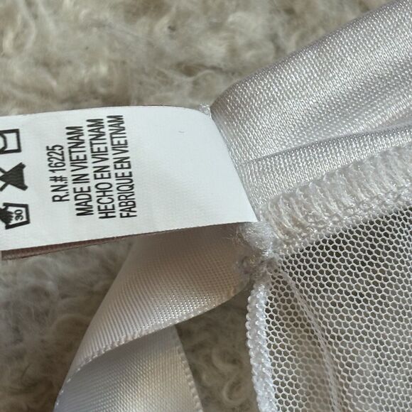 Shirley Of Hollywood Women’s Large White Lingerie Dress Sheer Beaded Adjustable - Picture 8 of 10